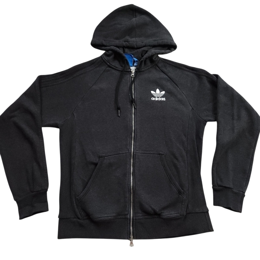 Adidas Dual Zip Grey Hoodie Mens Sz S